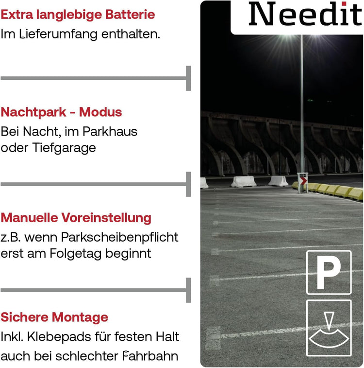Park Lite - Elektronische Parkscheibe - automatische Parkuhr für jedes Fahrzeug | Needit