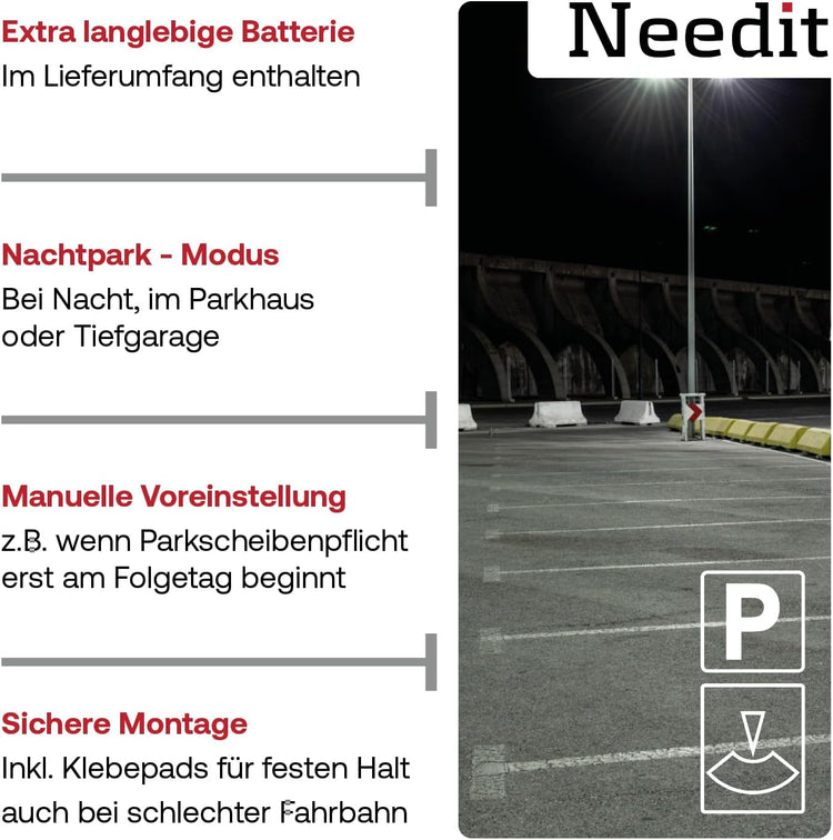 2x Park Mini - Elektronische Parkscheibe - Digitale Parkuhr mit offizieller Zulassung - 2 Stück Set | Needit