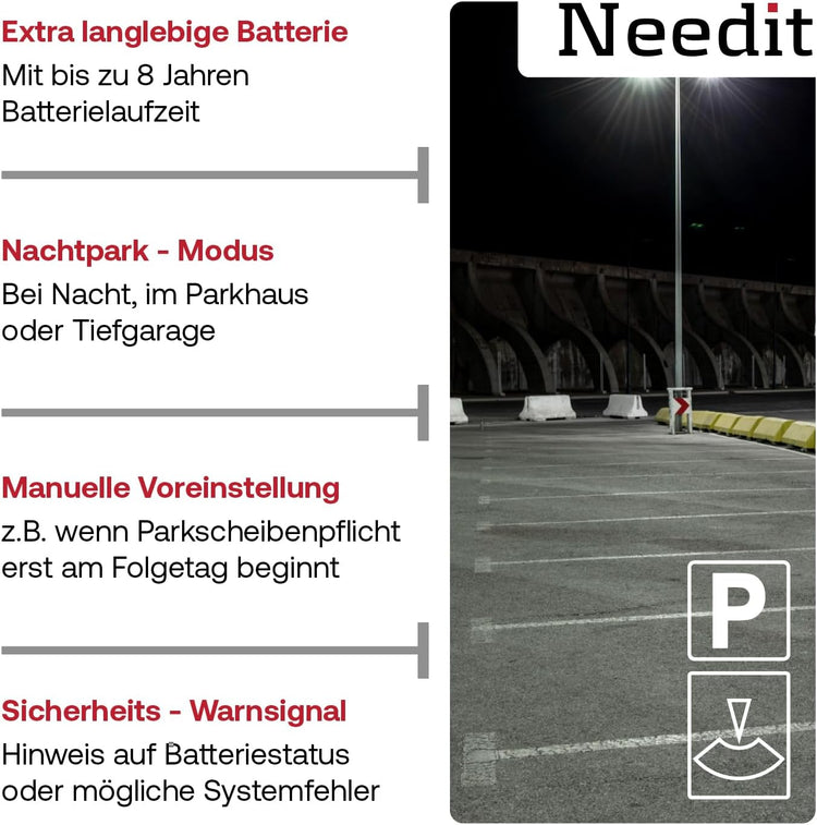Park Lite Solar - Elektronische Parkscheibe - automatische Parkuhr für jedes Fahrzeug | Needit
