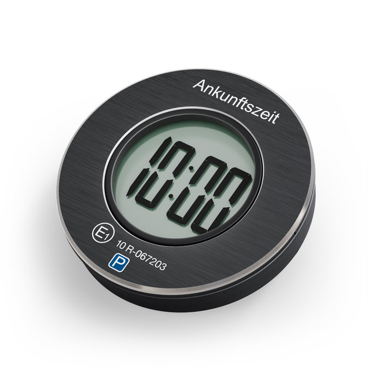 ParkOne elektronische Parkscheibe – automatische Parkscheibe, magnetischer Aluminiumrahmen, offiziell zugelassen in Deutschland