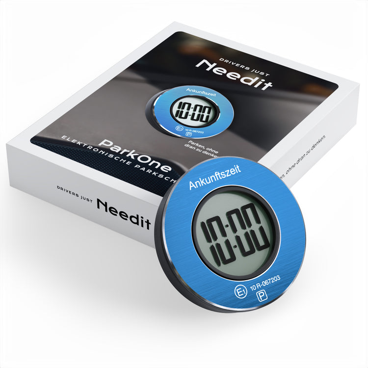 ParkOne elektronische Parkscheibe – automatische Parkscheibe, magnetischer Aluminiumrahmen, offiziell zugelassen in Deutschland