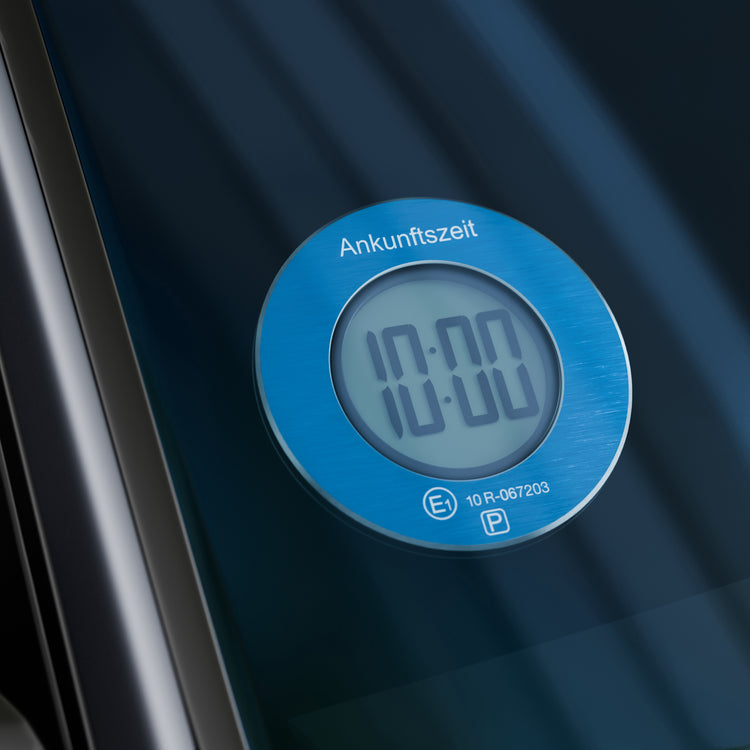 ParkOne elektronische Parkscheibe – automatische Parkscheibe, magnetischer Aluminiumrahmen, offiziell zugelassen in Deutschland