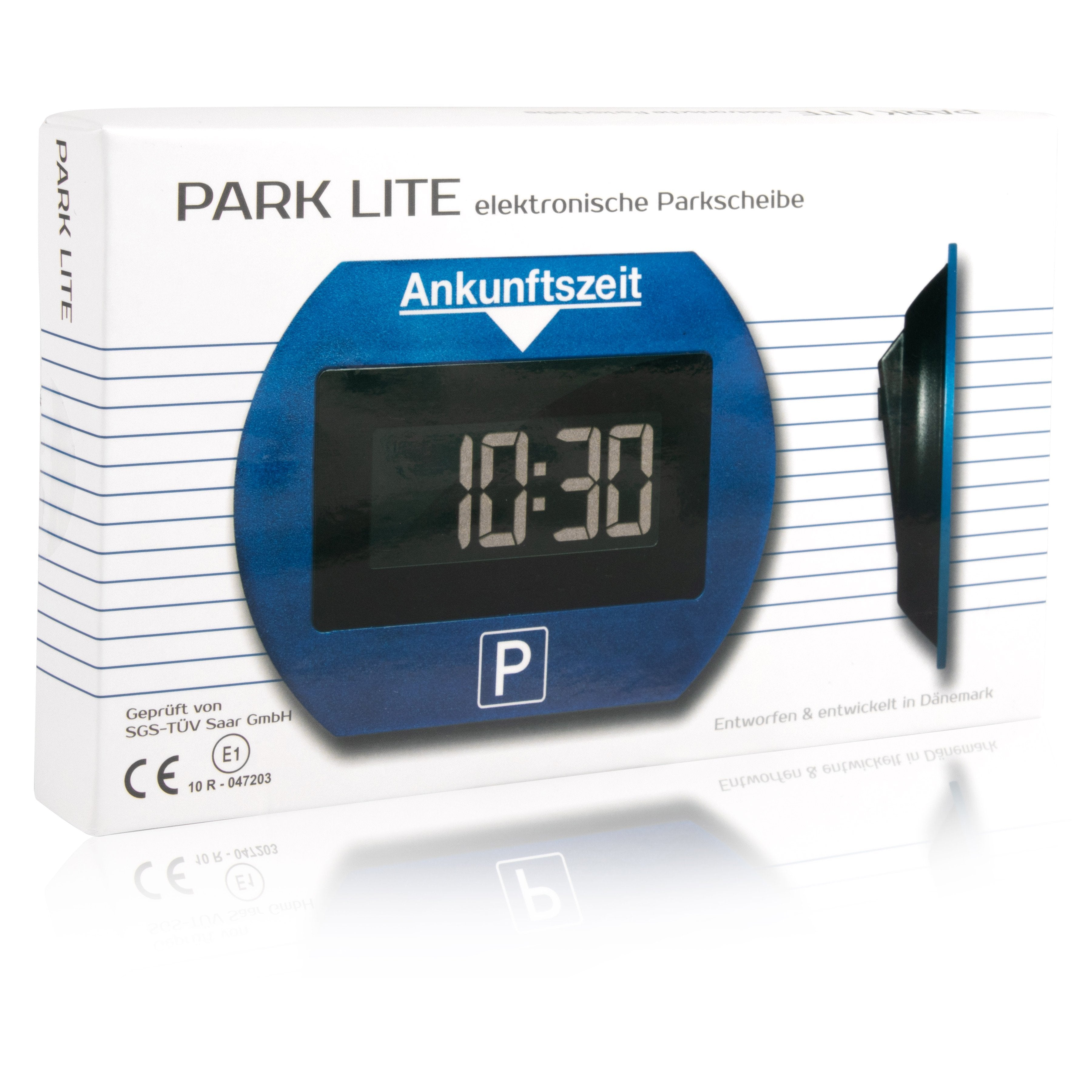 Parklite Mini elektronische Parkscheibe Parkuhr blau mit Zulassung